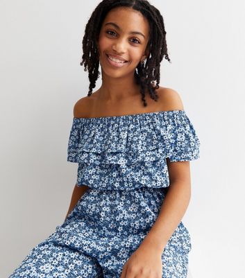 New look deals blue floral jumpsuit