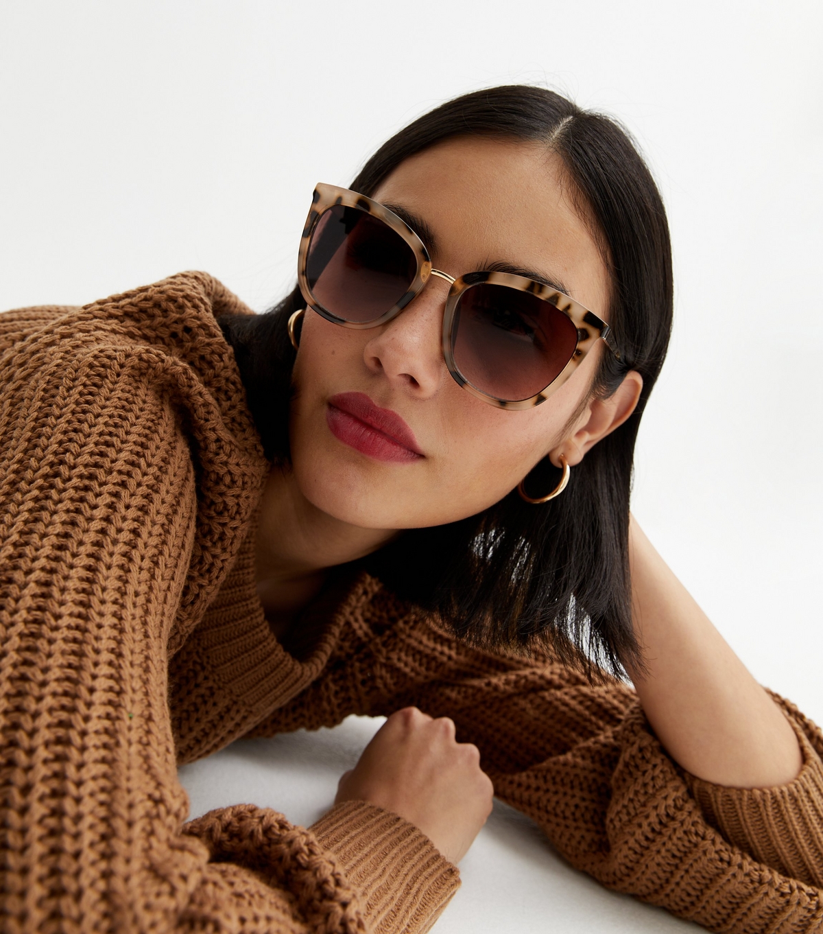 Brown Tortoiseshell Effect Square Frame Sunglasses New Look