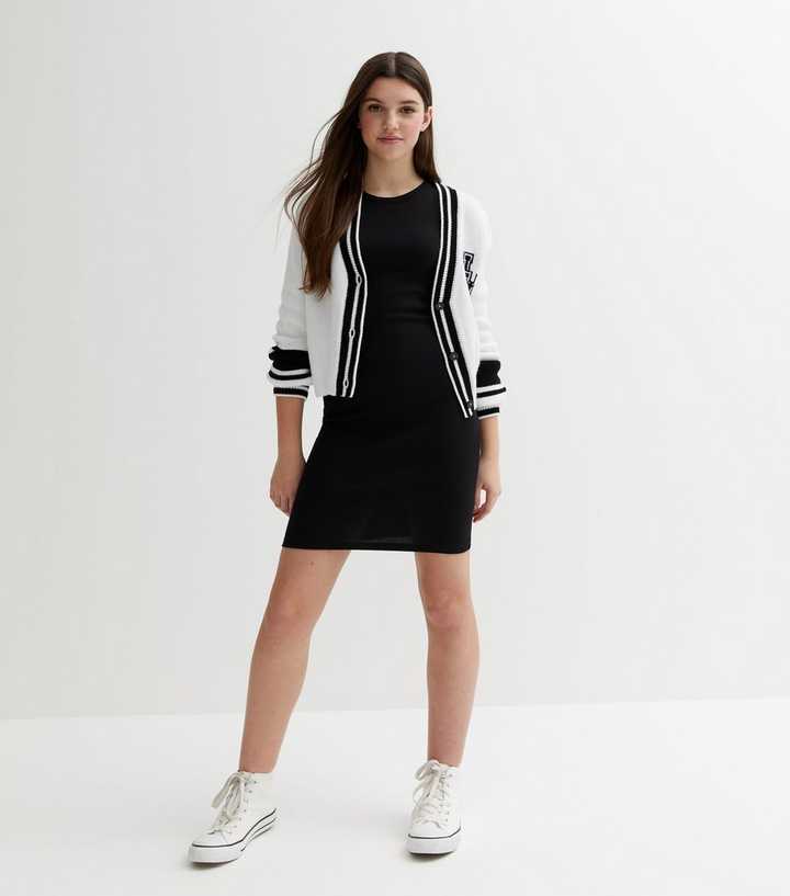 Girls Black Ribbed Racer Dress | New Look