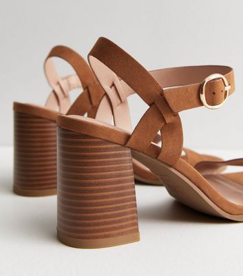 NEW LOOK Wide Fit Tan Suedette Cork Platform Heel Sandals New Look for Women