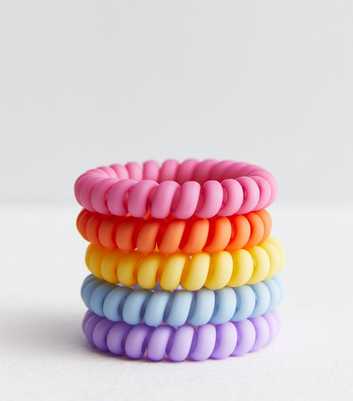 5 Pack Multicoloured Matte Spiral Hair Bands