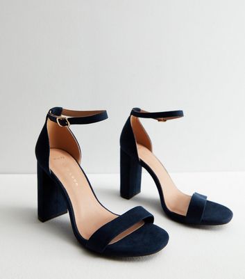 Navy heeled store sandals wide fit