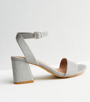 Silver block heels new look sale