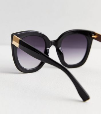 Black Curved Gradient Lens Oversized Sunglasses