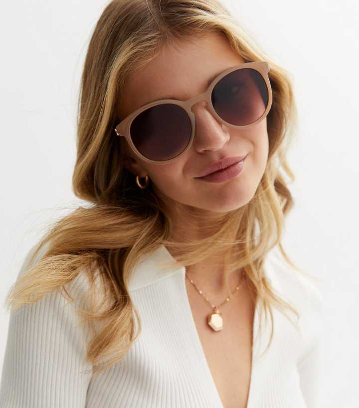Mink Round Metal Trim Sunglasses