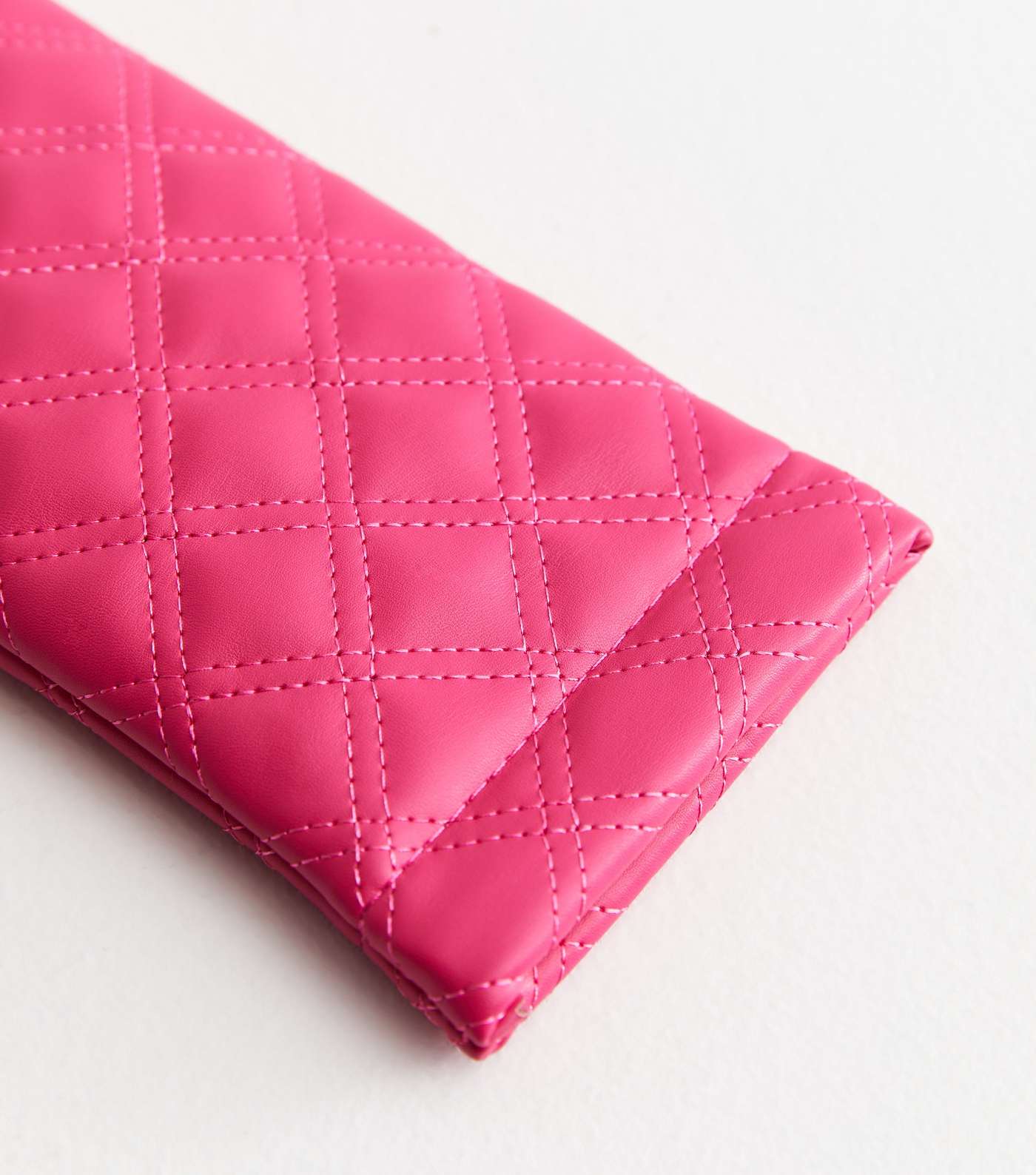 Bright Pink Quilted Leather-Look Sunglasses Case Image 2