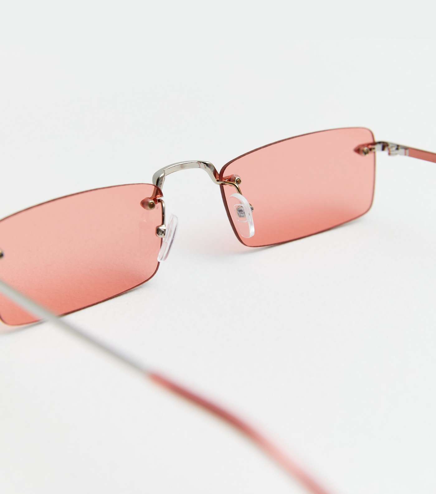 Pink Rectangle Rimless Sunglasses Image 3