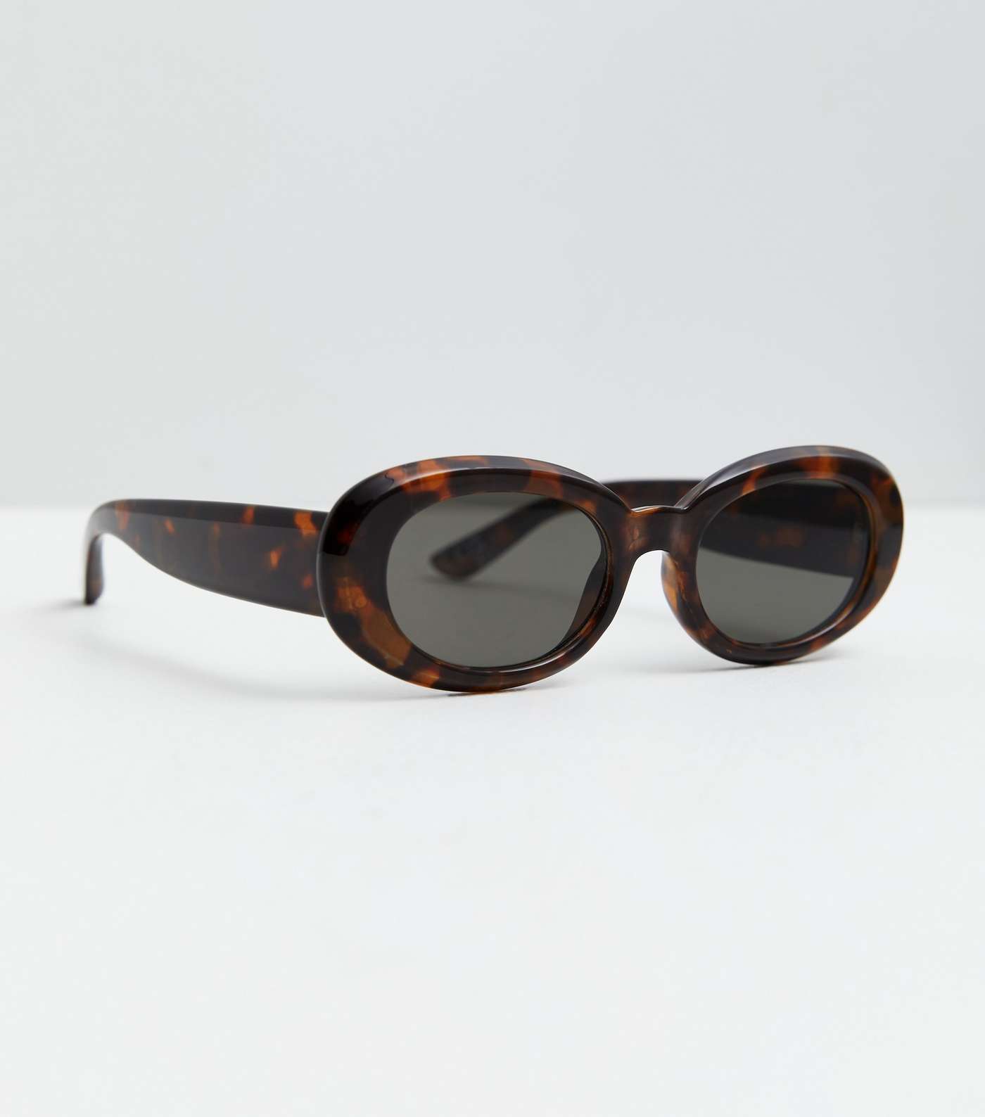 Dark Brown Tortoiseshell Effect Oval Sunglasses Image 2