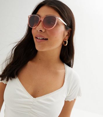 Pink translucent outlet sunglasses