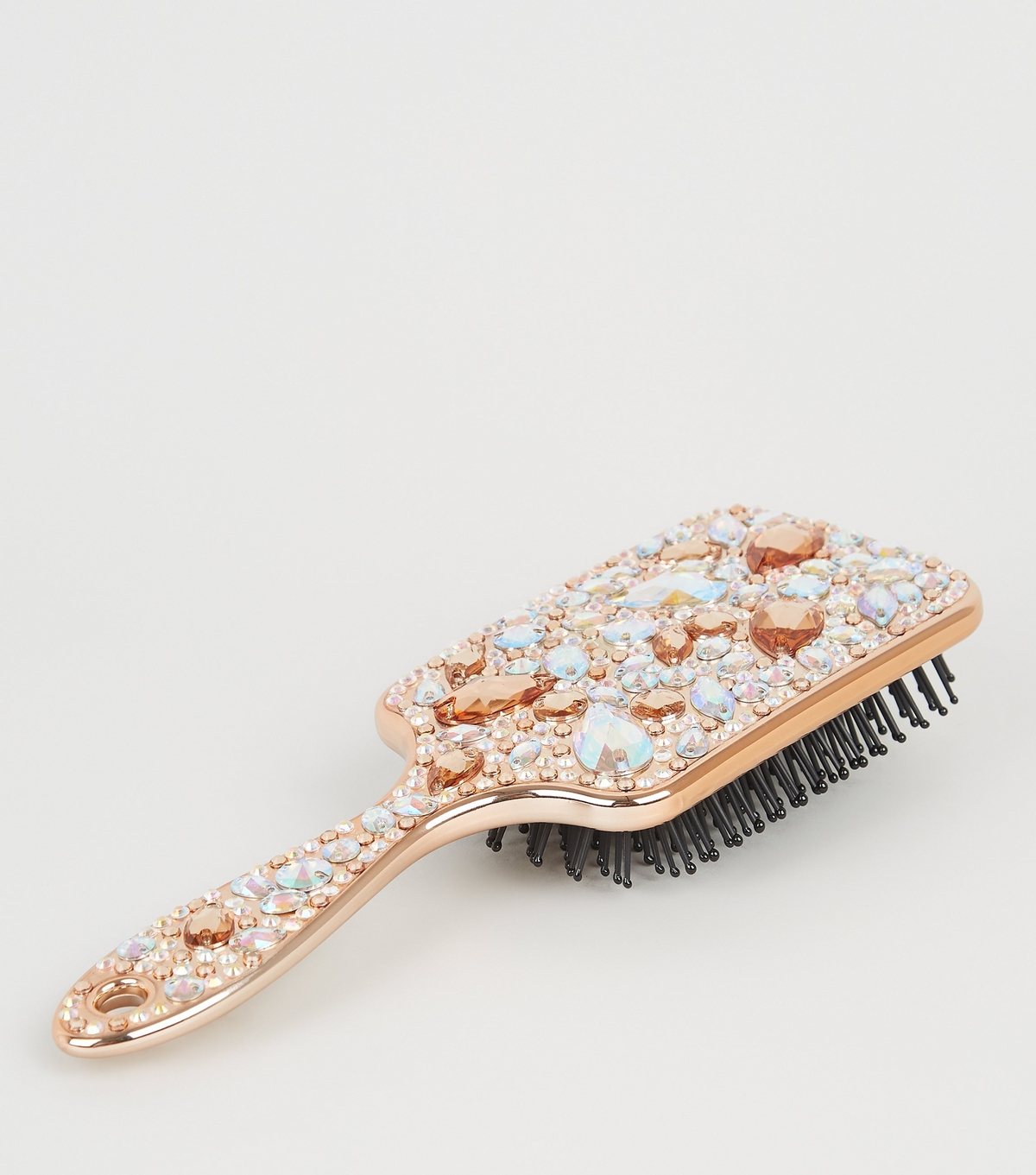 Rose Gold Gem Paddle Hair Brush New Look