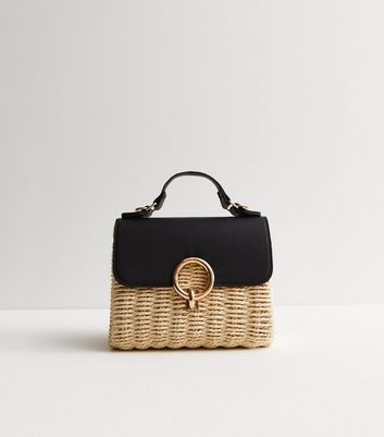 Black Straw Cross Body Bag, New Look