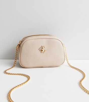 Cream Bee Embellished Cross Body Camera Bag