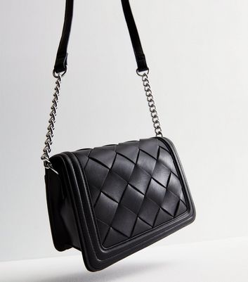 Black woven crossbody discount bag