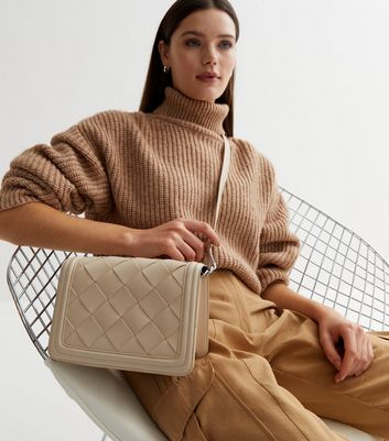 Cream Leather-Look Woven Cross Body Bag | New Look