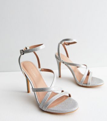 Silver sandal sale heels new look