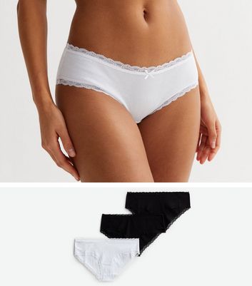 Cotton panties store with lace trim