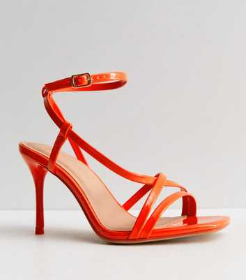 Wide Fit Orange Strappy Stiletto Heel Sandals
