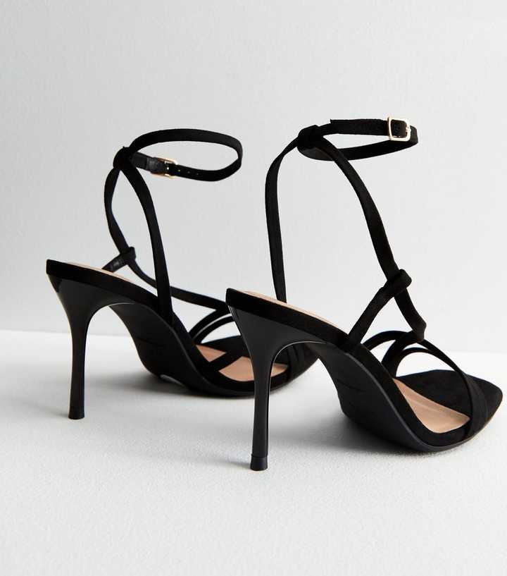 Nella Strappy Wedge Heel Suedette Sandals in Black - Larena Fashion