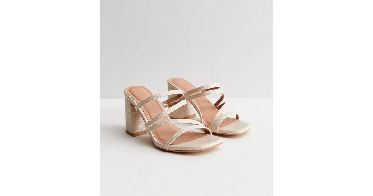 Off White Block Heel Mule Sandals | New Look