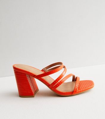 DİVOLYA Bernardo Orange Thick Heeled Shoes with Wrapped Back Ankle -  Trendyol