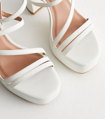 White High Heel Sandals - Ankle Strap Platforms - Satin Platforms - Lulus