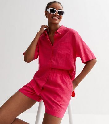 new look pink linen shirt