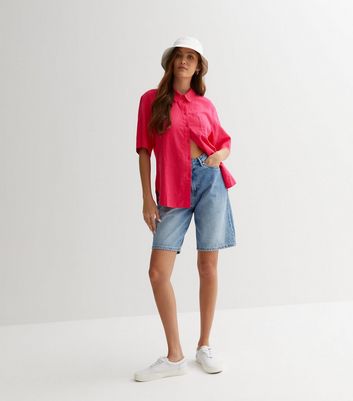 new look pink linen shirt