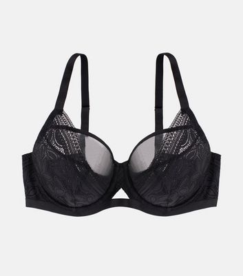 Dorina Black Mesh Curve Non Padded Bra New Look
