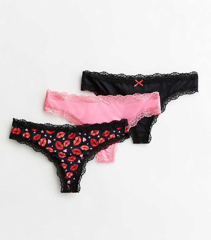BHS Pink Lace Trim Heart Print Knickers. Size 10