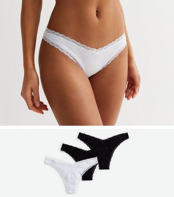 Buy Floral Lace Trim & Mesh Knickers 3 Pack from Next