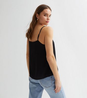 Black Lace Trim Cami | New Look