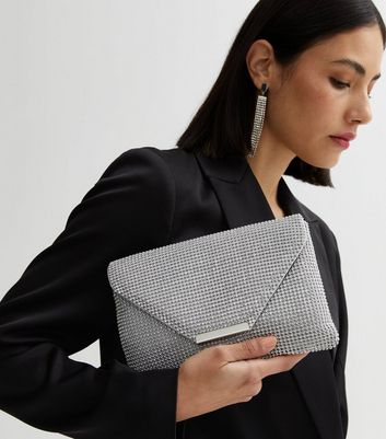 New look clutch store bags silver