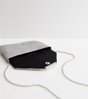 Black silver clutch store bag