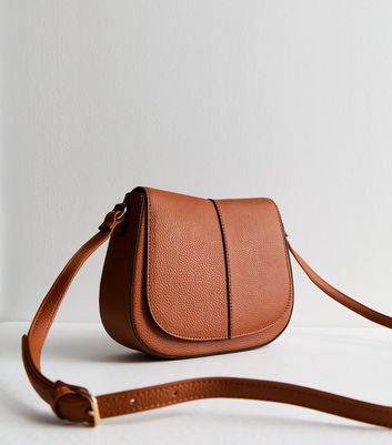 Tan Leather Look Saddle Cross Body Bag New Look