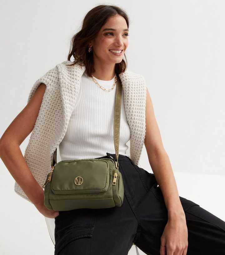 NEW LOOK Khaki Leather-Look Cross Body Bag New Look for Women