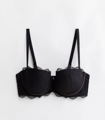 Black Lace Moulded Strapless Bra New Look