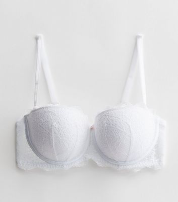 White Lace Moulded Strapless Bra New Look