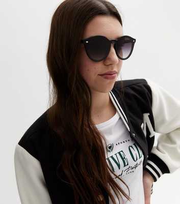Girls Black Round Frame Sunglasses