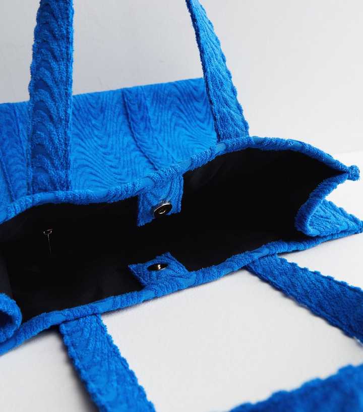 Blue Embossed Towelling Large Tote Bag