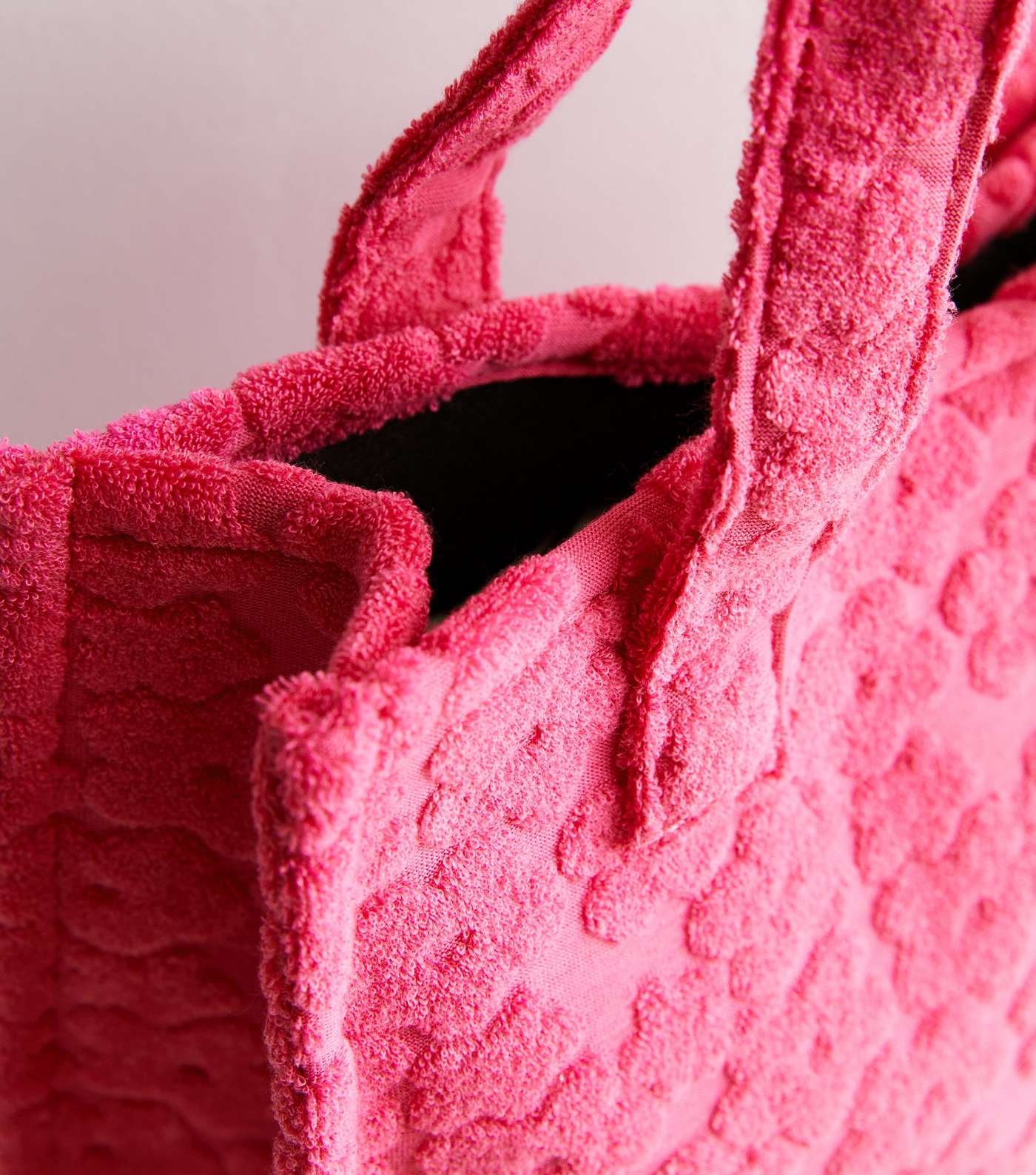 Bright Pink Floral Embossed Towelling Mini Tote Bag Image 3