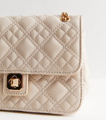 Quilted Lux Leather Shoulder Clutch - Cross Body Chain Strap