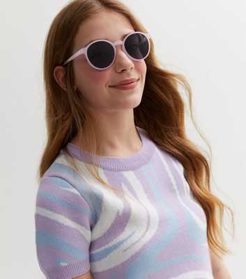 Girls Lilac Round Frame Sunglasses