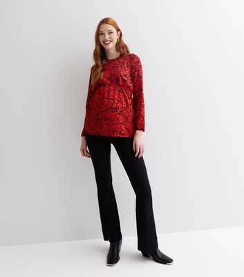 Mamalicious Maternity Red Floral Peplum Top