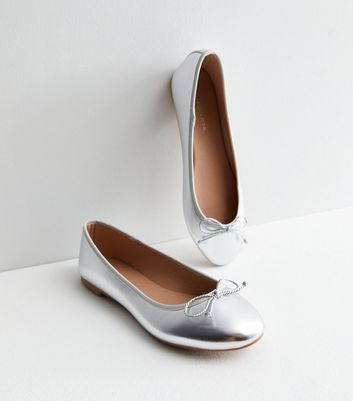 Silver ballerina pumps new arrivals