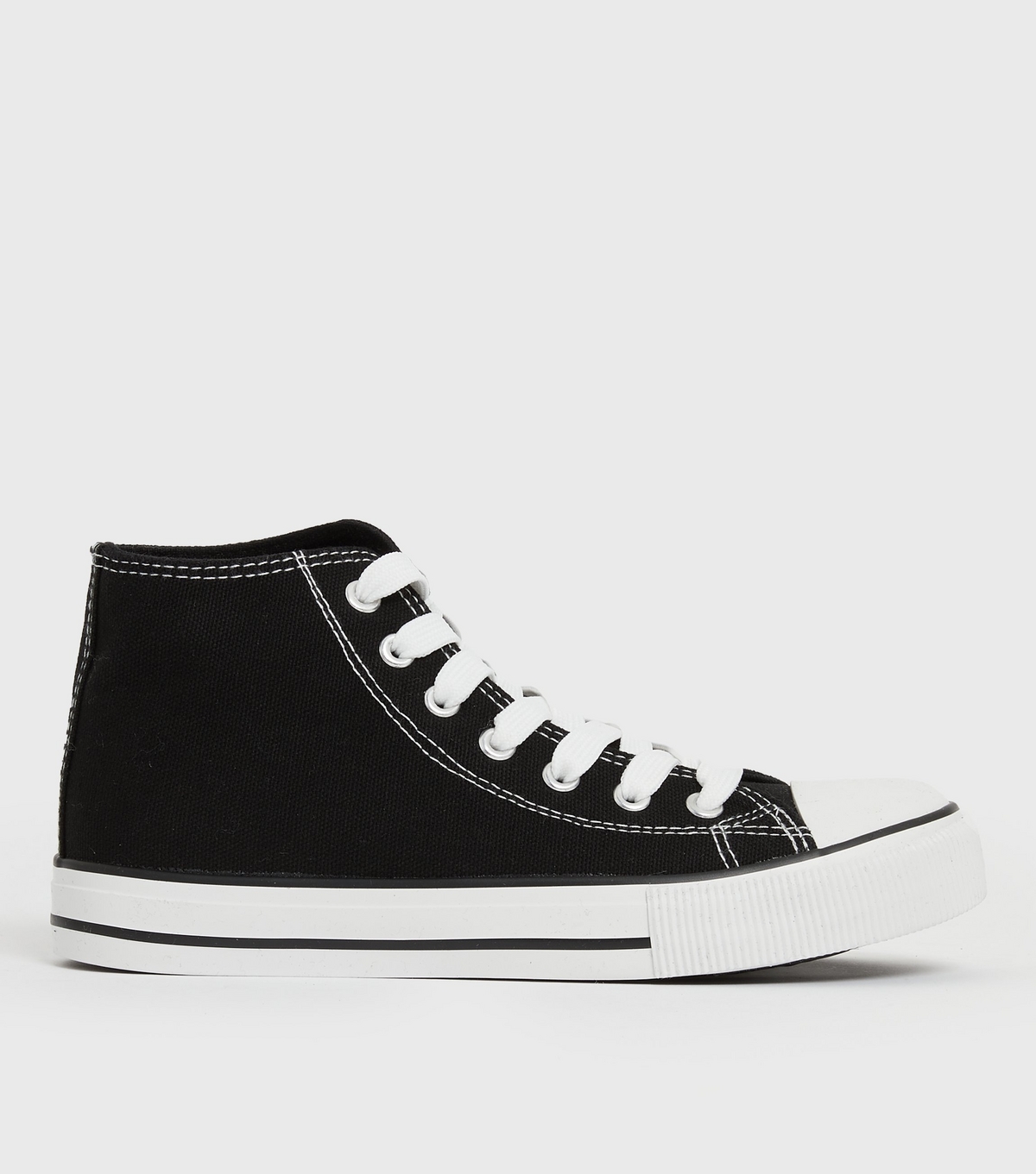Women's Black Canvas High Top Trainers Vegan New Look