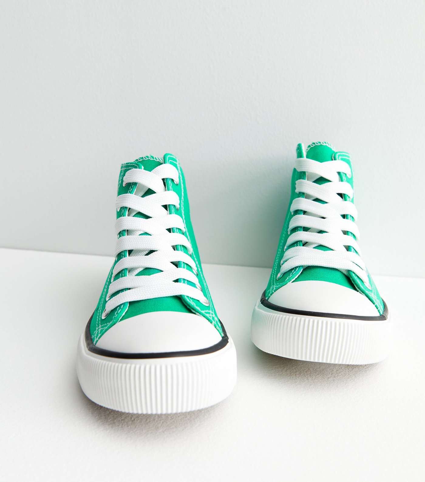 Green Canvas High Top Trainers Image 3
