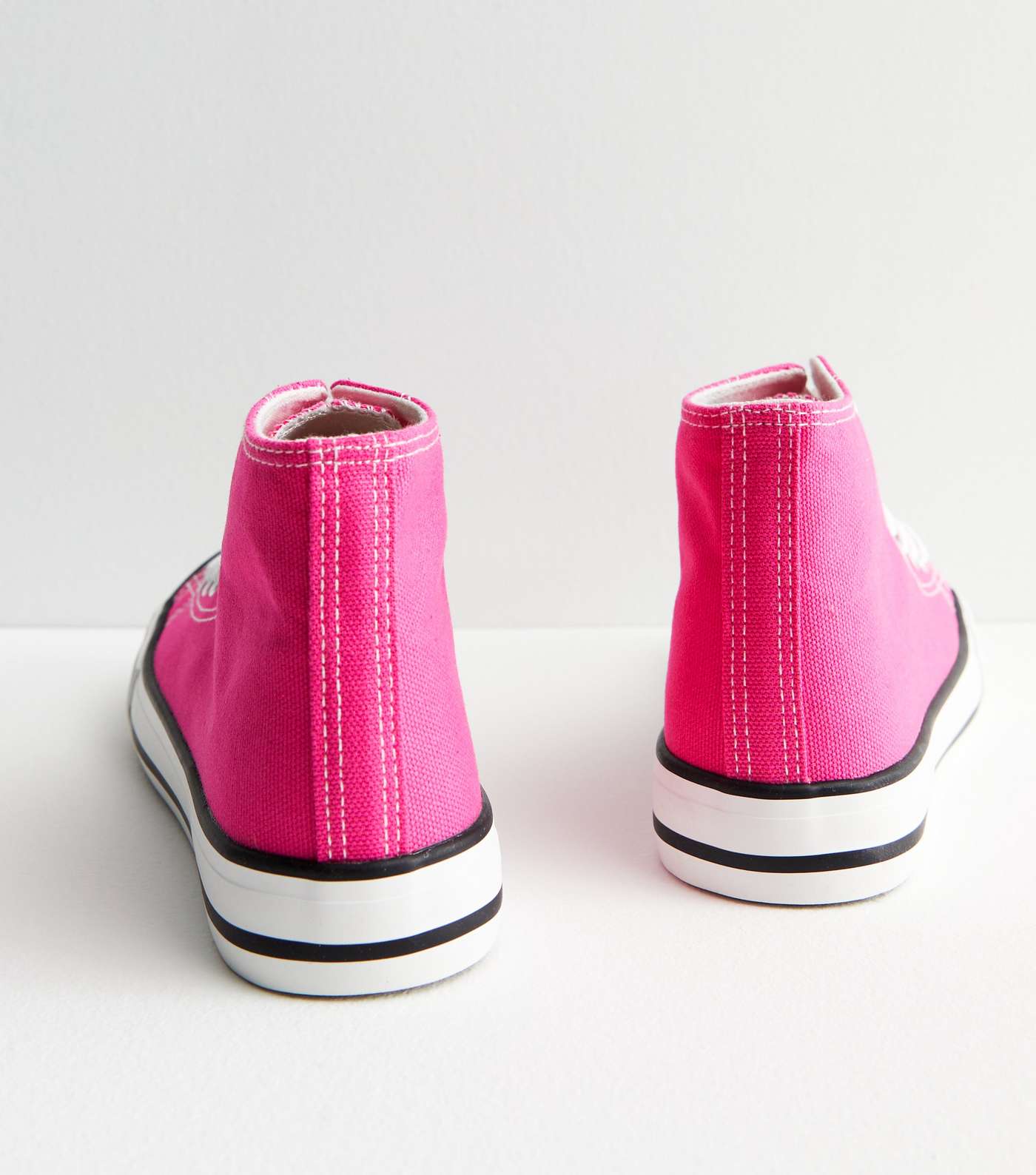 Bright Pink Canvas High Top Trainers Image 4