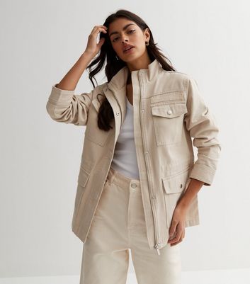 Beige utility clearance jacket