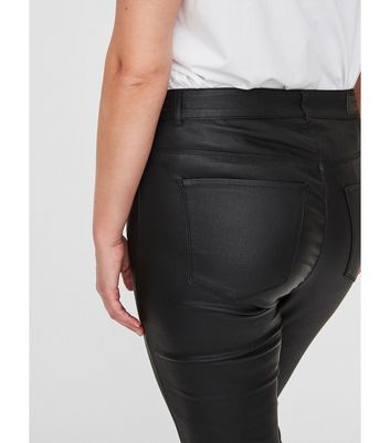 Womens High Waist Matte Leather Look Skinny Trousers  Boohoo UK