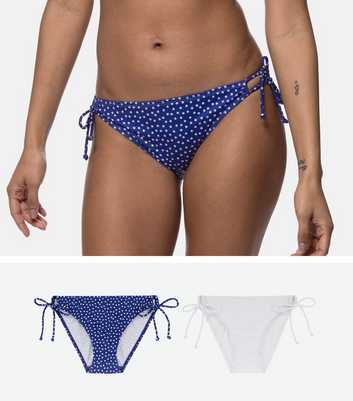 Dorina 2 Pack Blue Spot and White Tie Bikini Bottoms